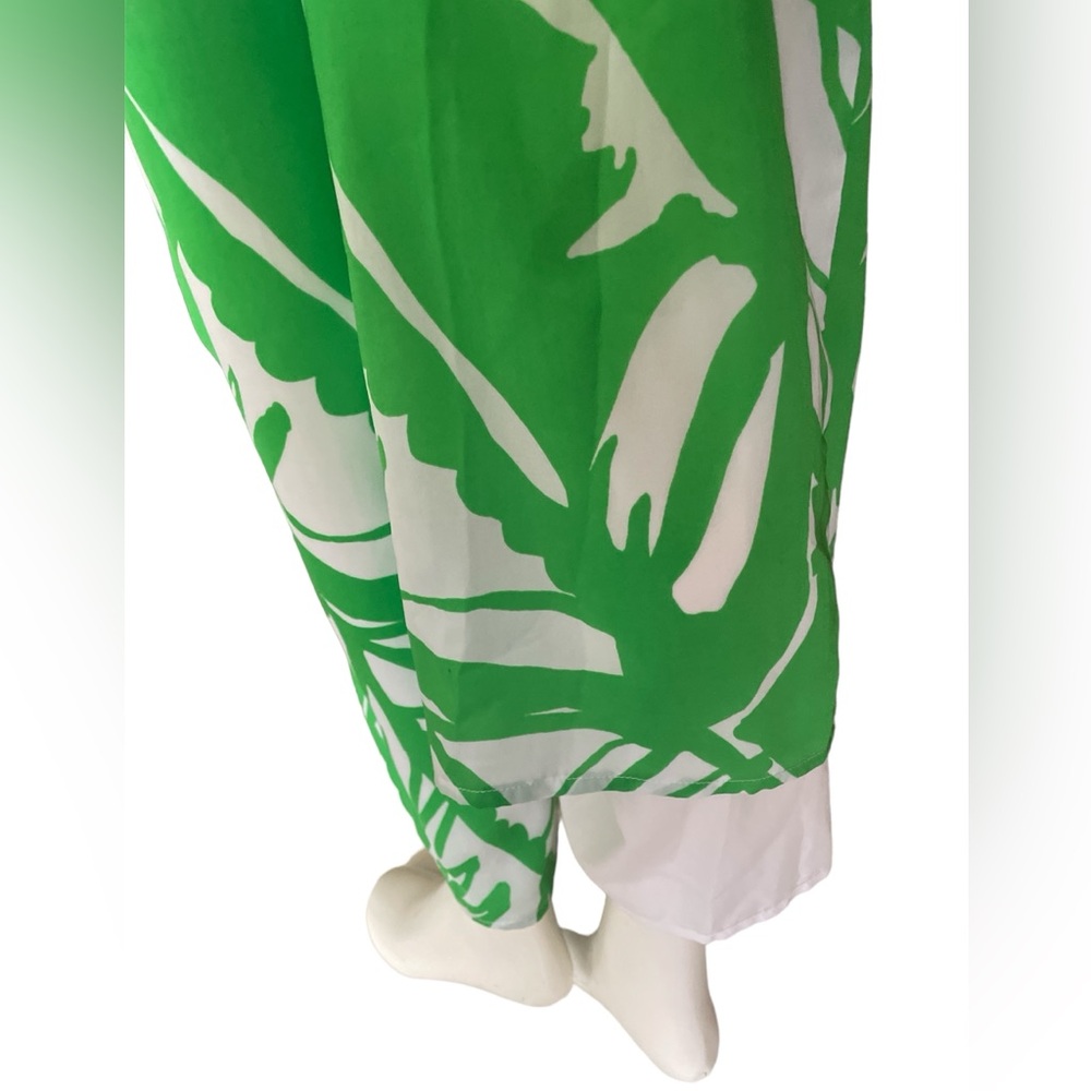 New Lilly Pulitzer Jumpsuit Women Green White Tropical Fully Lined With PocketXS - Picture 12 of 16